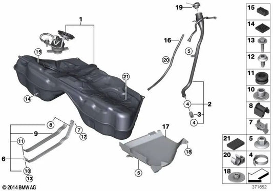 Tubo de llenado de plástico para BMW Serie 6 F12, F13 (OEM 16112284304). Original BMW