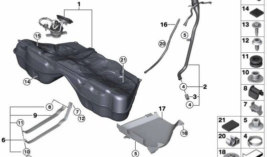 Tubo de llenado de plástico para BMW F06, F12, F13 (OEM 16112284202). Original BMW