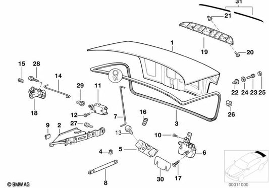 Lock with key for BMW E36 (OEM 51248173744). Original BMW