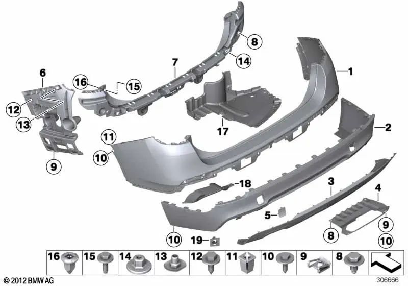 Cobertura do sistema de escape para BMW X1 E84 (OEM 51127844003). BMW original