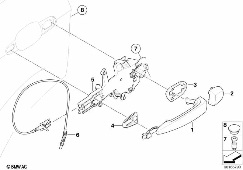 Asa principal imprimada derecha para BMW X5 E70, E70N, X6 E71, E72 (OEM 51225A8E2B2). Original BMW.