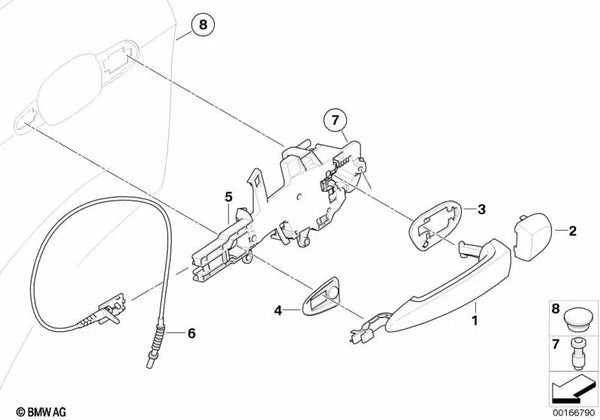 Asa principal imprimada derecha para BMW X5 E70, E70N, X6 E71, E72 (OEM 51225A8E2B2). Original BMW.