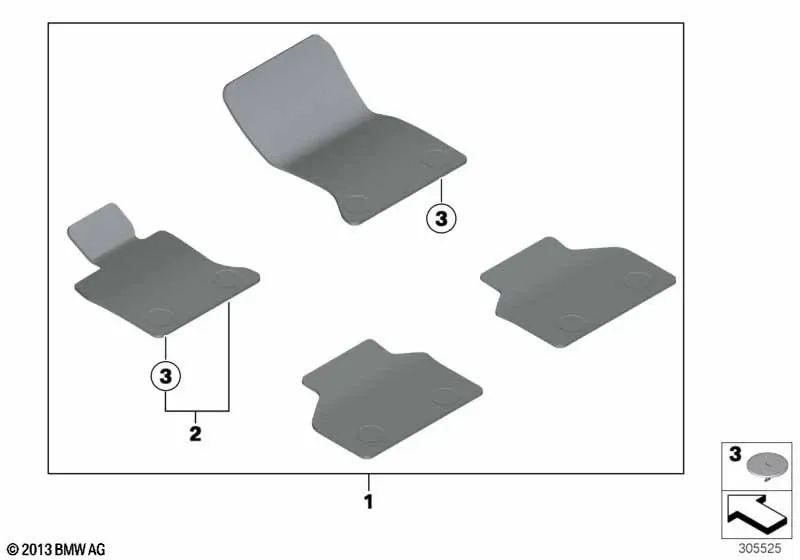 Fahrerseitige Veloursmatte für BMW F07, F07N (OEM 51477230463). Original BMW