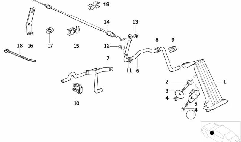 Cable Bowden para BMW Serie 5 E34 (OEM 35411160609). Original BMW