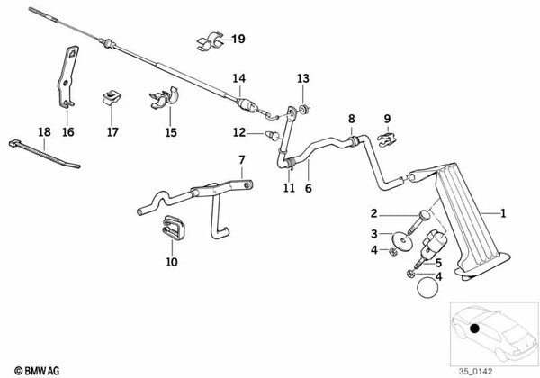 Cable de acelerador para BMW E34 (OEM 35411162172). Original BMW