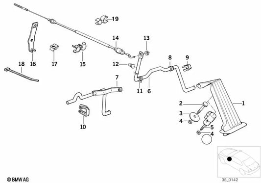 Cable del Acelerador para BMW E34, E32 (OEM 35411161934). Original BMW.