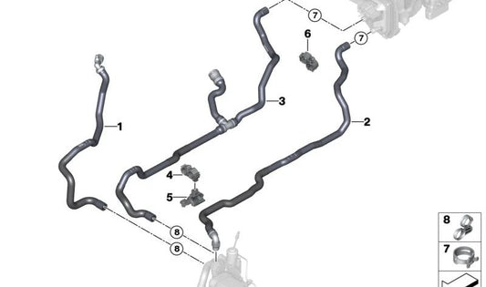 Tuyau de réfrigérant pour la série BMW 7 G70 (OEM 64219872132). BMW d'origine