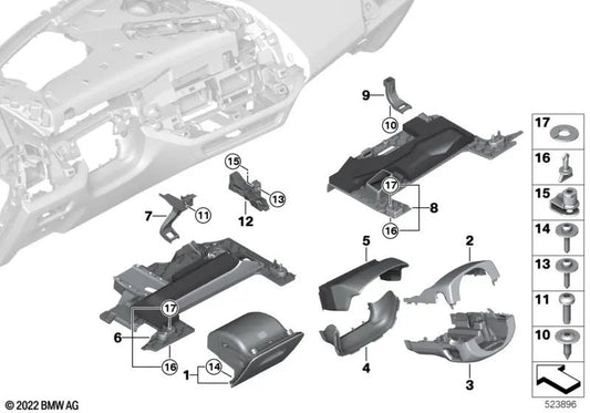 Foot area lining Passenger Airbag for BMW X5 F95, G05 Series X6 F96, G06 Series X7 G07, XM G09 (OEM 51459399371). Genuine BMW.