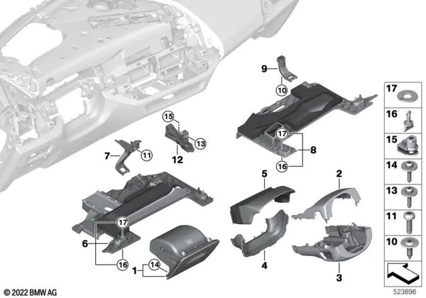 Revestimiento del área del pie Airbag pasajero para BMW X5 F95, G05 Serie X6 F96, G06 Serie X7 G07, XM G09 (OEM 51459399371). Original BMW.