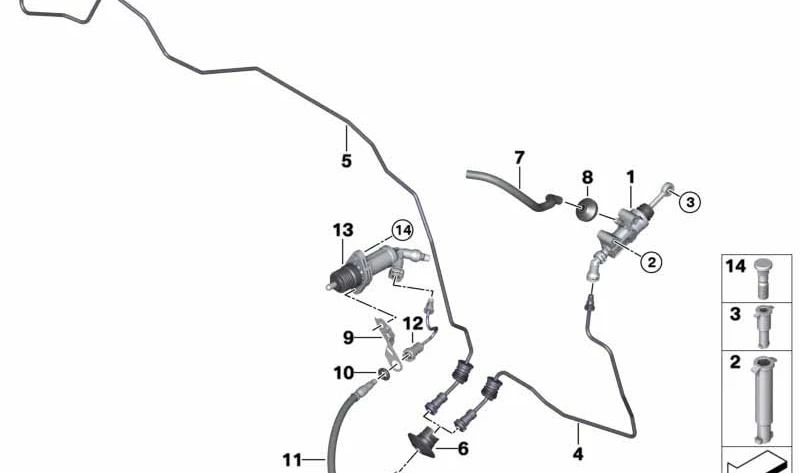 Cilindro Receptor del Embrague para BMW F20, F21, F22, F23, F30, F31, F34, F35, G20, G21, F32, F33, F36, G30, G31, G01, G29 (OEM 21526795711). Original BMW.