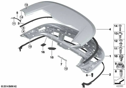 Dachdeckelbefestigung für BMW 1er E88 (OEM 54347166400). Original BMW