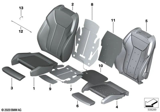 Funda asiento deportivo respaldo cuero derecho para BMW G23 (OEM 52105A0B848). Original BMW