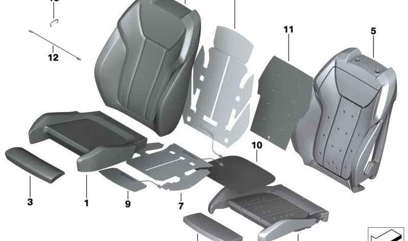 Support du côté gauche pour les lieux sportifs avec ventilation OEM 52107496199 pour BMW G22, G23. BMW d'origine.