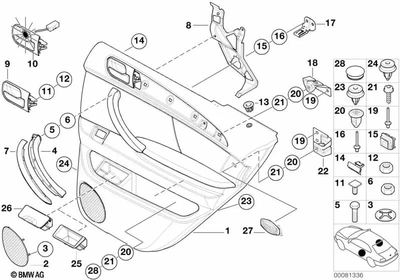 Right cover for BMW X5 E53 (OEM 51428262814). Original BMW