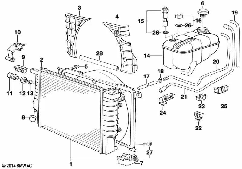 Tubo de ventilación para BMW E36 (OEM 17112227483). Original BMW