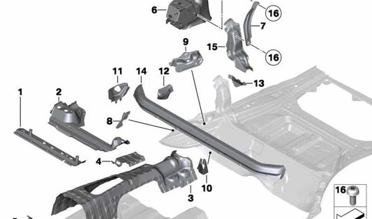 Montaje fijación del cinturón izquierda para BMW E84 (OEM 41142993079). Original BMW