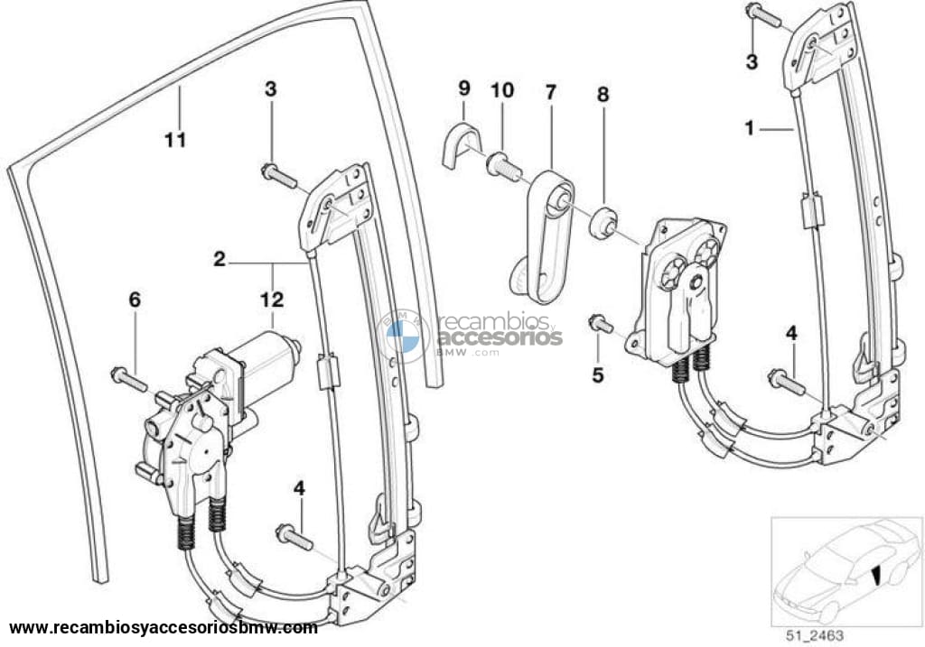 Elevalunas Alzacristales Trasero Bmw Original Para E39. Original Recambios