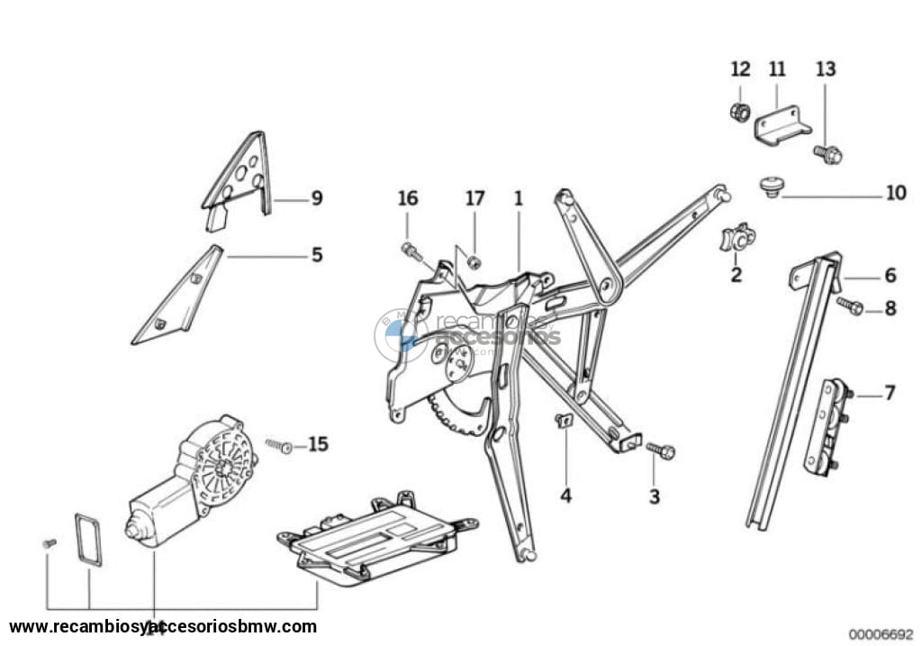 Elevalunas Eléctrico Delantero Bmw E36. Original Recambios