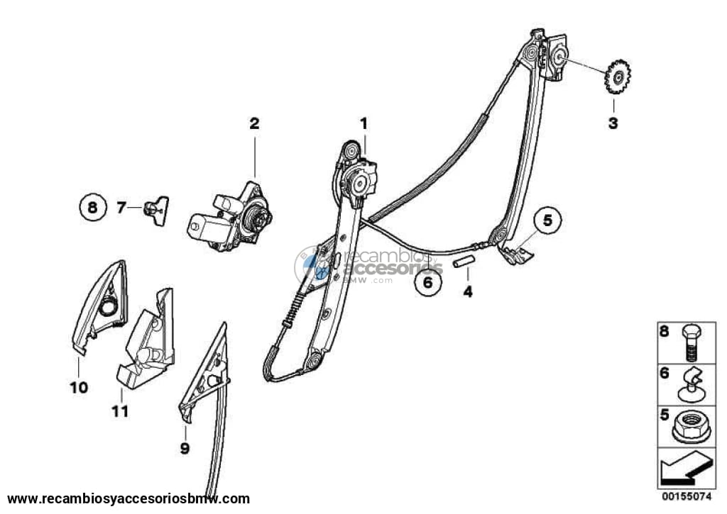 Elevalunas Sin Motor Delantero Izquierdo Para Bmw E81 E82 Edrive E88 . Original Bmw. Recambios