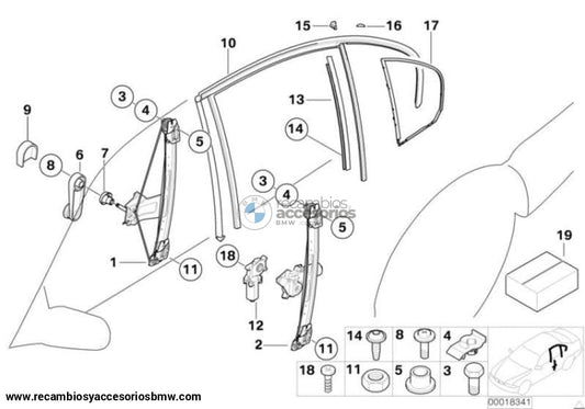 Elevalunas Trasero Para Bmw Serie 3 Berlina O Touring E46. Original Recambios