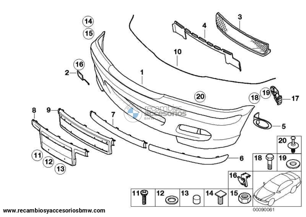 Embellecedor Carcasa Antiniebla Frontal Delantero Para Bmw E46. Original Recambios