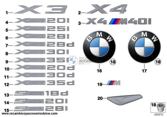 Embellecedor Intermitente Plateado Bmw X3 F25 X4 F26. Original Recambios