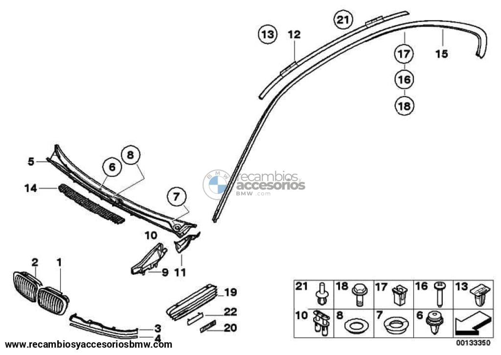 Embellecedor Listón Techo Imprimado Izq. Para Bmw E46. Original Recambios