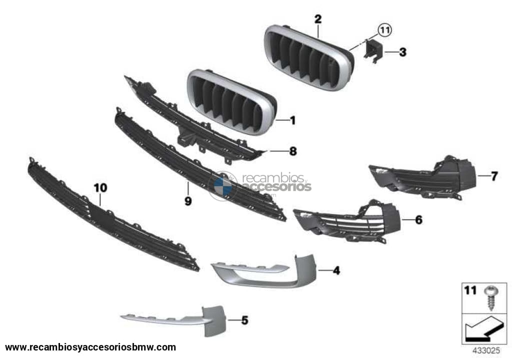 Embellecedor Rejilla Lateral Alu Matt Para Bmw F15 . Original Recambios