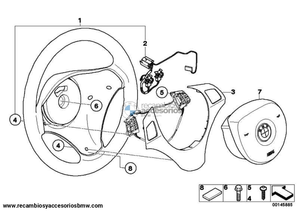 Embellecedor Volante Multifunción Titanio Para Bmw E87 E90 . Original Bmw. Recambios