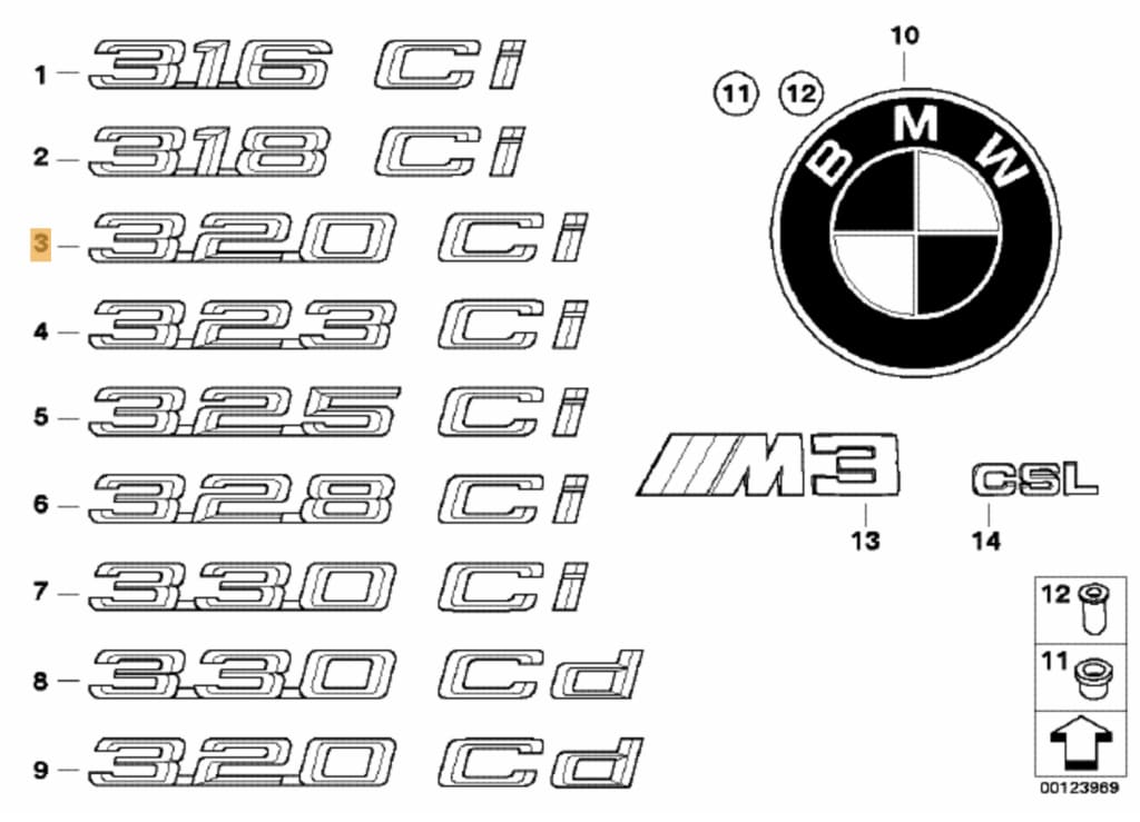 Emblema Adhesivo Trasero E46 - 320Ci Original De Bmw Recambios