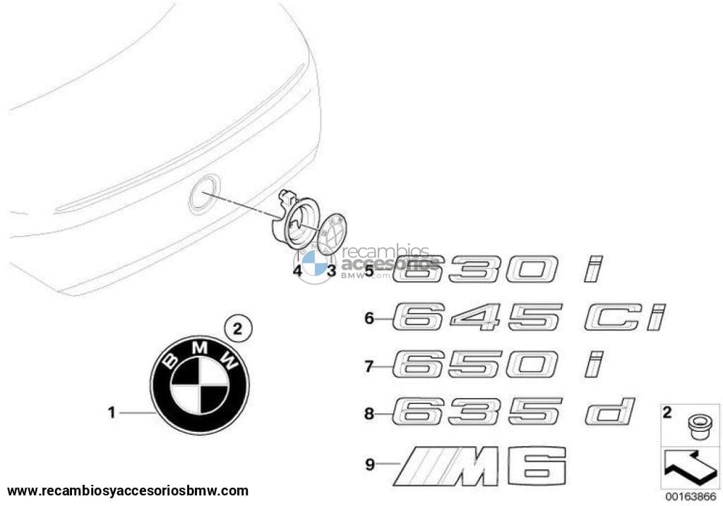 Emblema/logo/insignia M6 Para Bmw E63 Y E64. Original Recambios