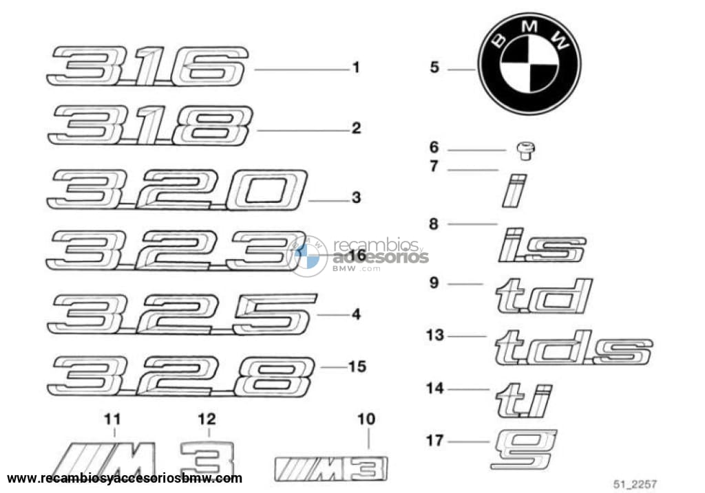 Emblema Trasero I Para Bmw E32 E34 E36 E38 E39. Original Recambios