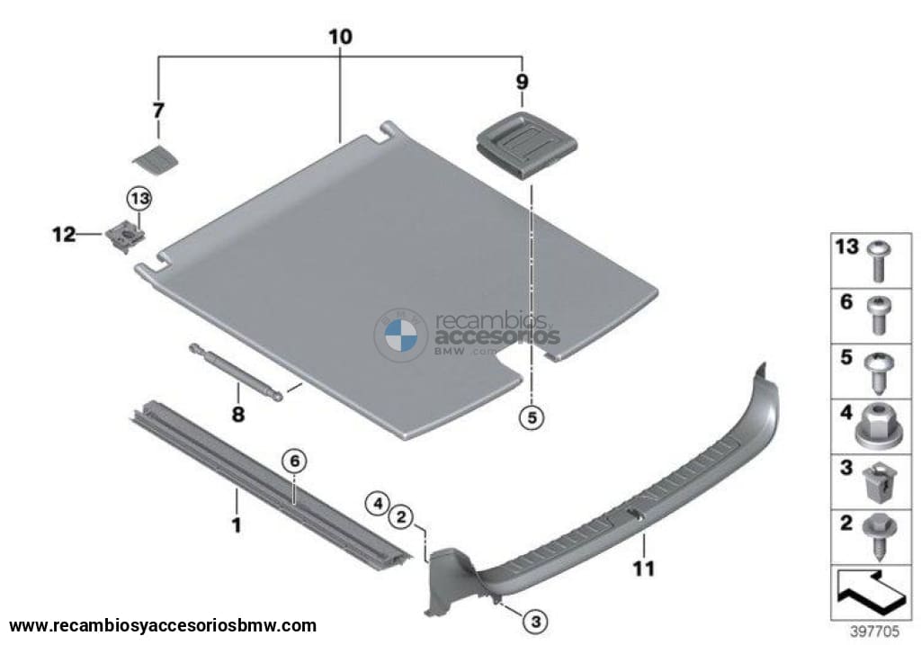 Empuñadura/palancca Bandeja Portaequipajes/maletero Para Bmw F07 F11 F15 F16 F85 F86. Original