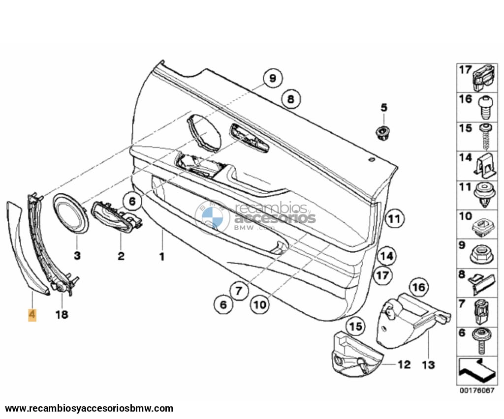 Empuñadura Tirador Abre Puerta Interior Para Bmw E90 E91 E92 E93 Original De Recambios