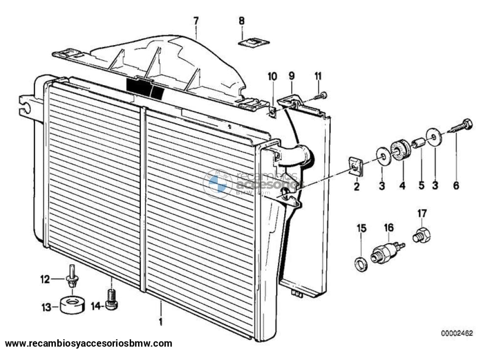 Enfriador De Agua Con Enfriador Aceite Transmisión Para Bmw E28. Original Recambios