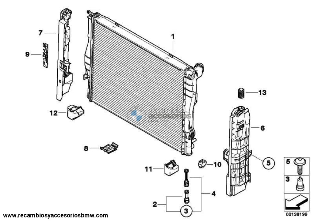 Enfriador De Agua Radiador Para Bmw E81 E82 E87 E88 E90 E91 E92 E93 E84 . Original Bmw. Recambios