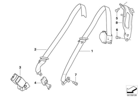 Enganche Cinturon Trasero Central Para Bmw E70. Original De Recambios