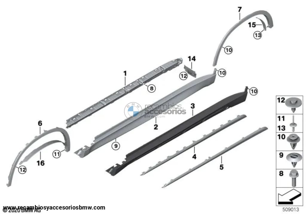 Ensanchamiento Arco De Rueda Delantera Izquierda/Derecha Bmw F15 Recambios