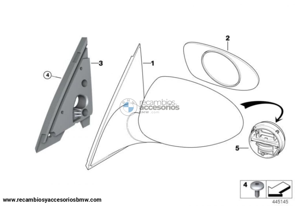 Espejo Exterior Calefactable Imprimadopara Bmw M5 Berlina E39. Original Recambios