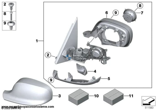 Espejo Exterior Derecho/Izquierdo Sin Cristal Calefactable Para Bmw F25. Original Recambios