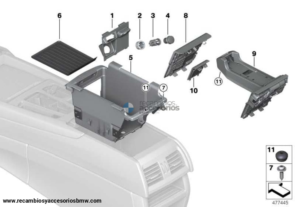 Esterilla Tapete Terciopelo Consola Central Para Bmw F15 F85 F16 F86 . Original Recambios