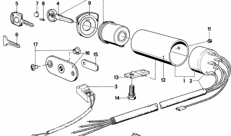 Interruptor de ignição OEM 61321376221 para BMW E23. BMW original.