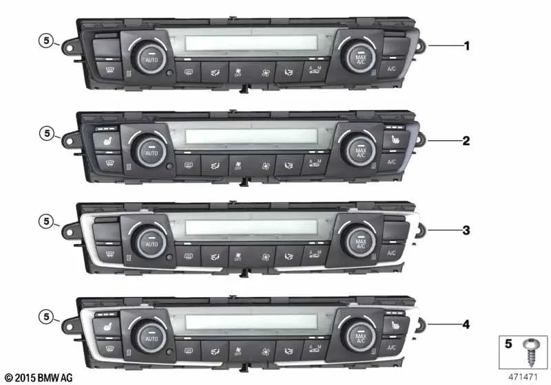 Panel de control del climatizador automático para BMW F20N, F21N, F22, F23, F87, F30, F31N, F34, F35N, F80, F32, F33N, F36, F82N, F83N (OEM 64119363546). Original BMW