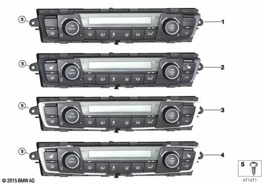 Automatic Climate Control Panel for BMW F20N, F21N, F22, F23, F87, F30, F31N, F34, F35N, F80, F32, F33N, F36, F82N, F83N (OEM 64119363546). Original BMW