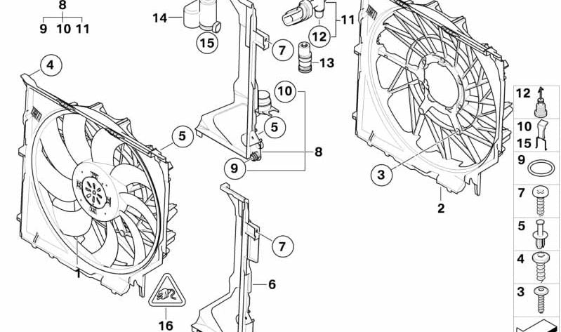 Carcasa del ventilador con ventilador para BMW E83, E83N (OEM 17113452509). Original BMW.