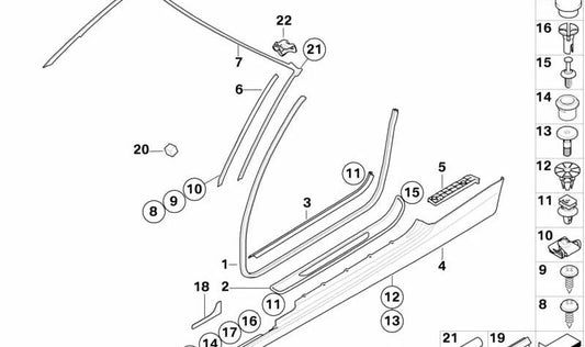 Embellecedor de entrada derecha para BMW E92N, E93N (OEM 51477303312). Original BMW.