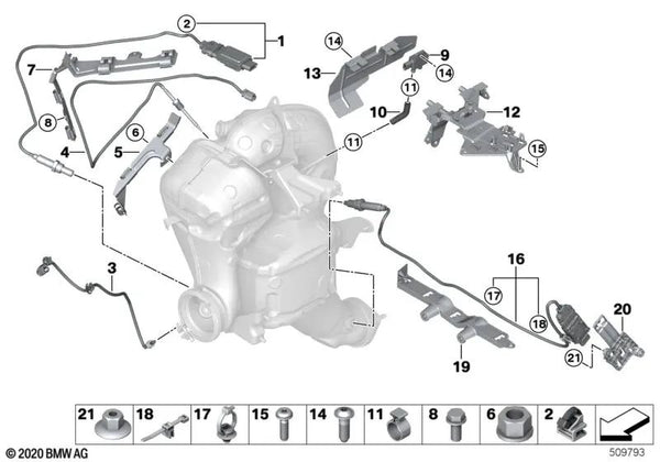 Tubo moldeado para BMW Serie 3 G20, G21, Serie 4 G22, G23, G26, Serie 5 G30N, G31N, Serie 6 G32N, Serie 7 G11N, G12N, Serie 8 G14, G15, G16, X3 G01, X4 G02, X5 G05, X6 G06, X7 G07 (OEM 13628599063). Original BMW