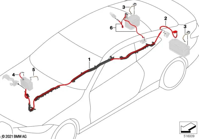 Cable de batería más subterráneo para BMW G20, G20N, G21, G21N (OEM 61129107463). Original BMW