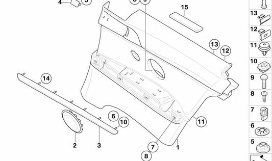 Revestimiento lateral trasero derecho para BMW Serie 3 E92, E92N (OEM 51437218826). Original BMW