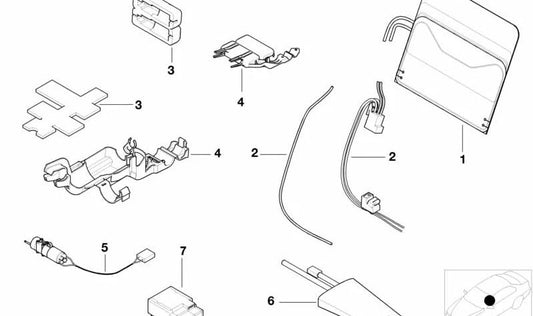 Unidad de accionamiento cojín lumbar para BMW E39, E38 (OEM 67668378948). Original BMW